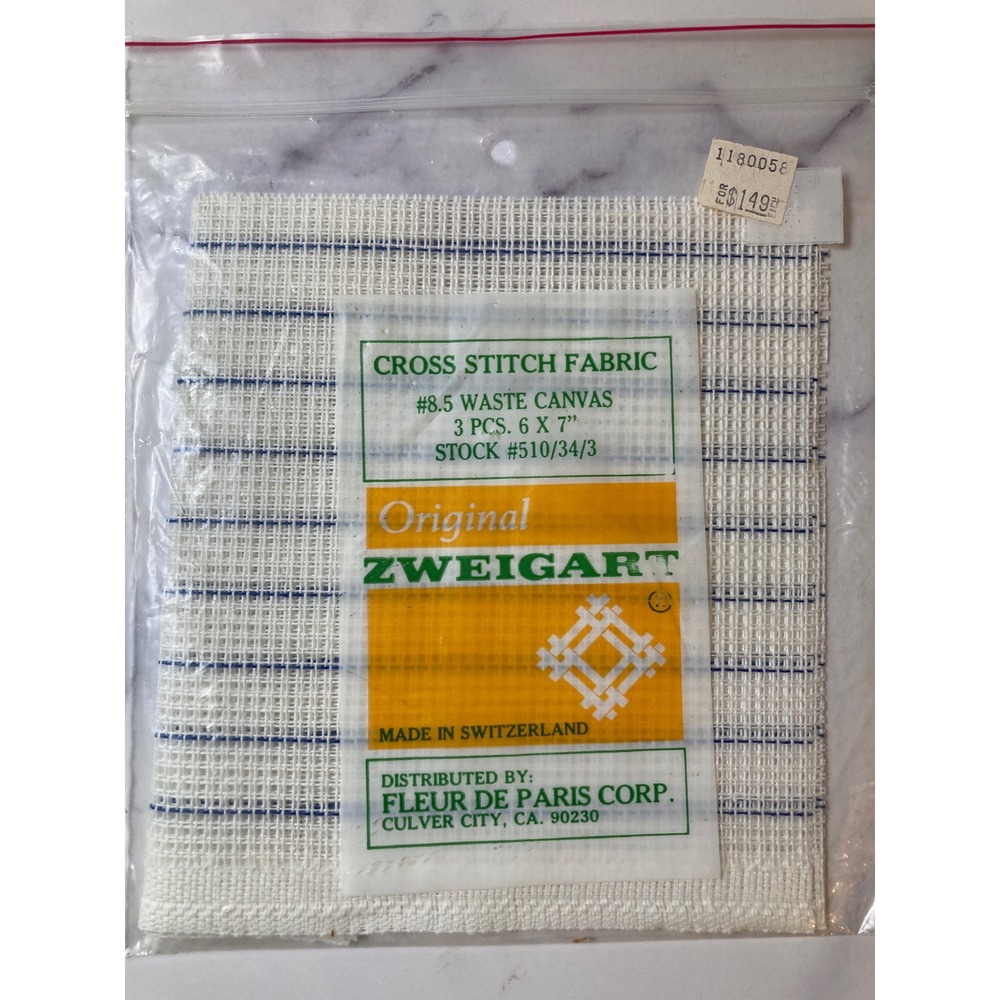 Zweigart 8.5 Waste Canvas Cross Stitch Fabric 3 pcs 6 x 7 inches